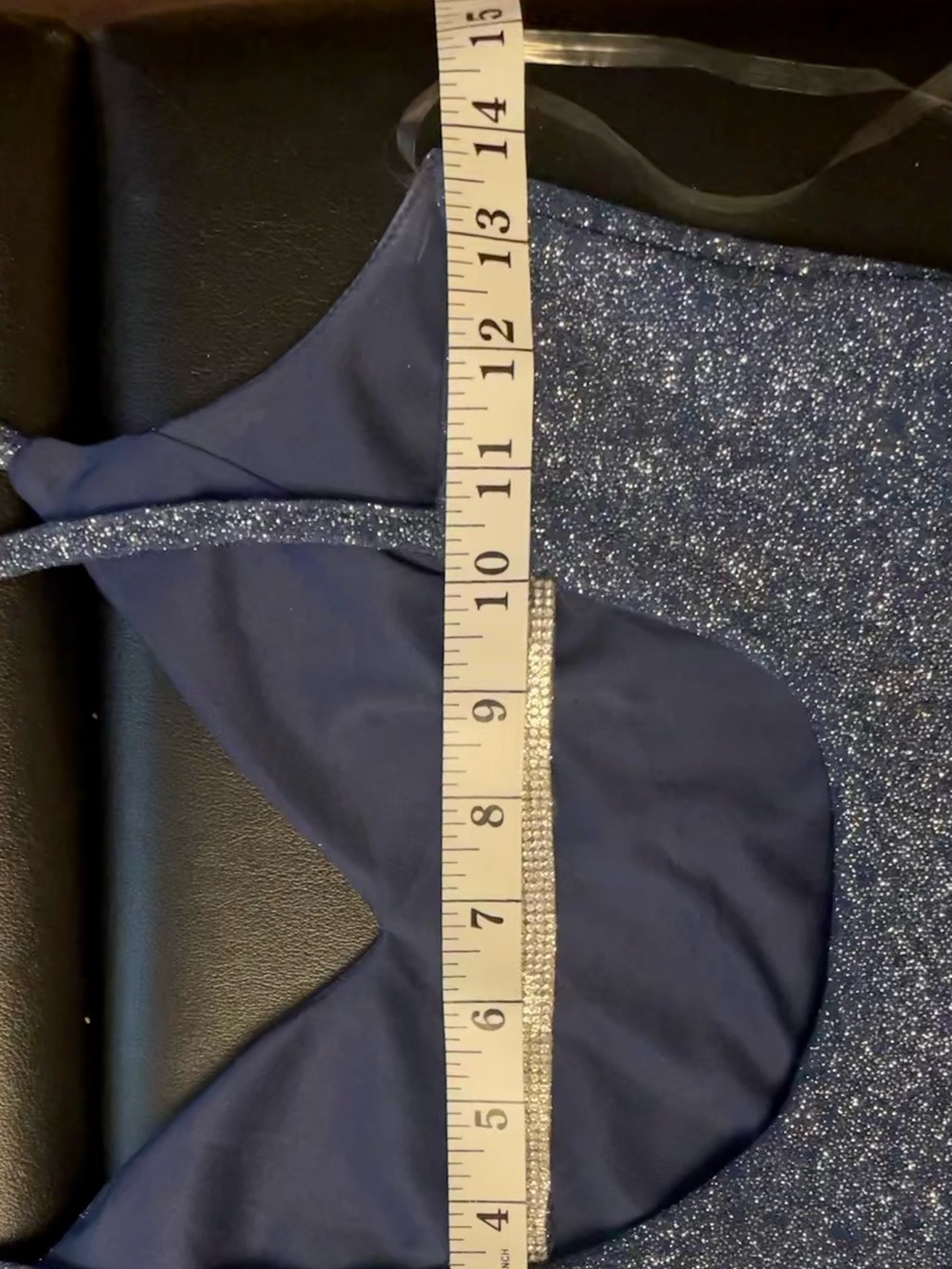 Windsor Navy Blue Glitter V-Neck Bodycon Mini Dress - Picture 6 of 12